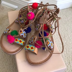 Francesca Chinese Laundry Beaded Pom Pom Sandals